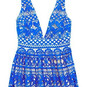 NWOT Lulus blue crochet lace midi dress